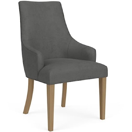 Contemporary Upholstered Dining Chair with Slope Arms