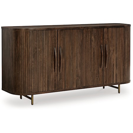 Curved Accent Cabinet with Fluted Doors