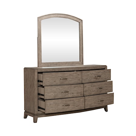 6-Drawer Dresser and Arched Mirror