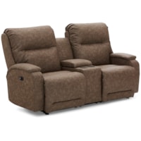 Casual Power Reclining Rocker Loveseat with Storage Console