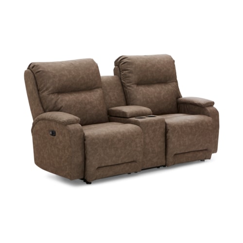 Casual Power Reclining Rocker Loveseat with Storage Console