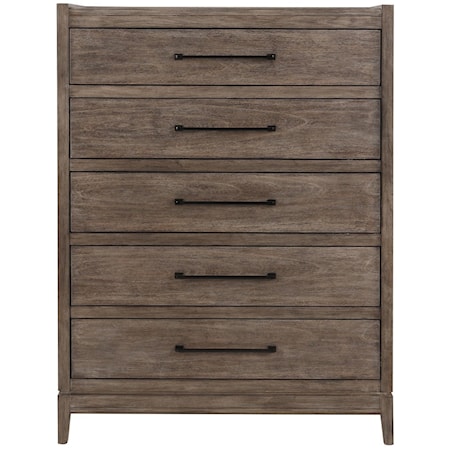 Transitional 5-Drawer Chest with Felt-Lined Top Drawer