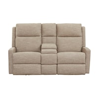Contemporary Power Reclining Console Loveseat with Power Headrest