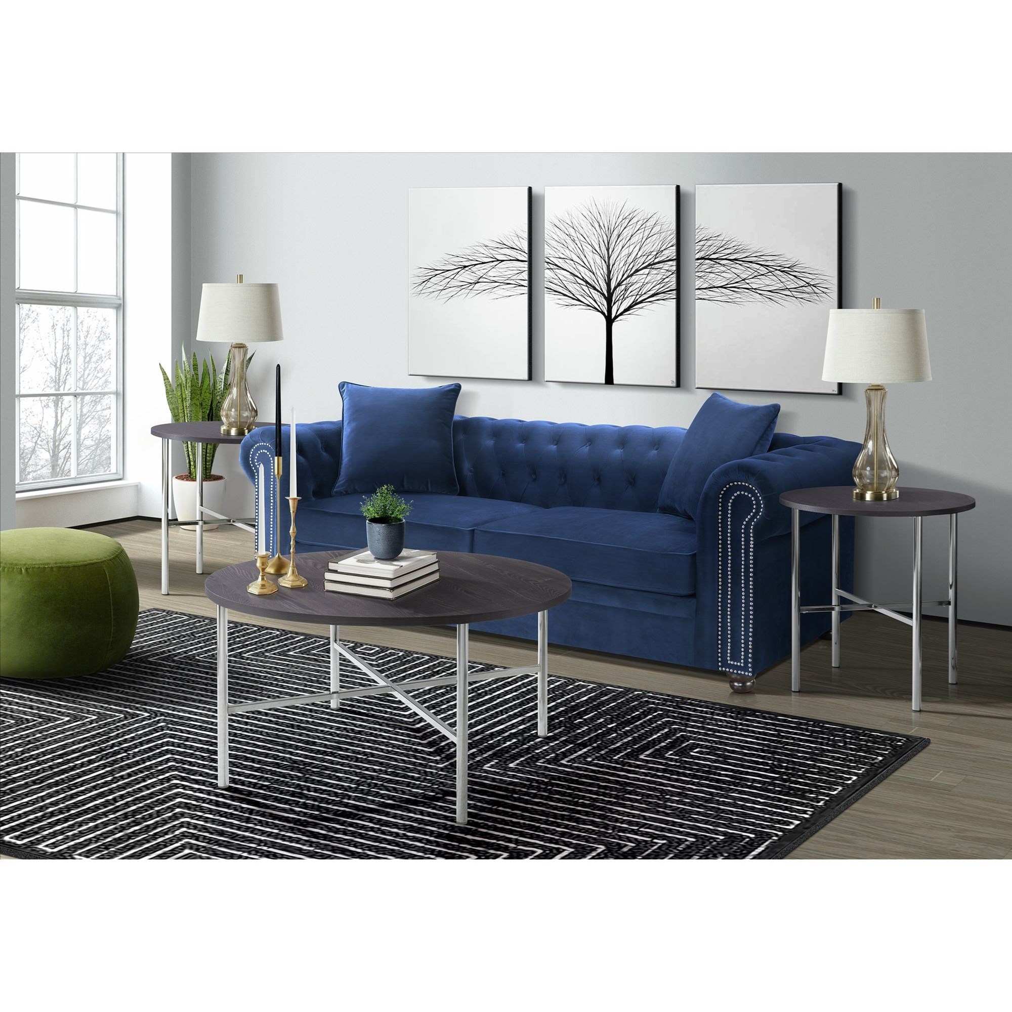 Elements International Dakota- 3PC Occasional Table Set