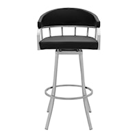 Contemporary Swivel Faux Leather Barstool  