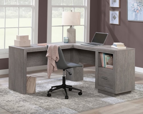Contemporary L-Shaped Desk with File Drawer