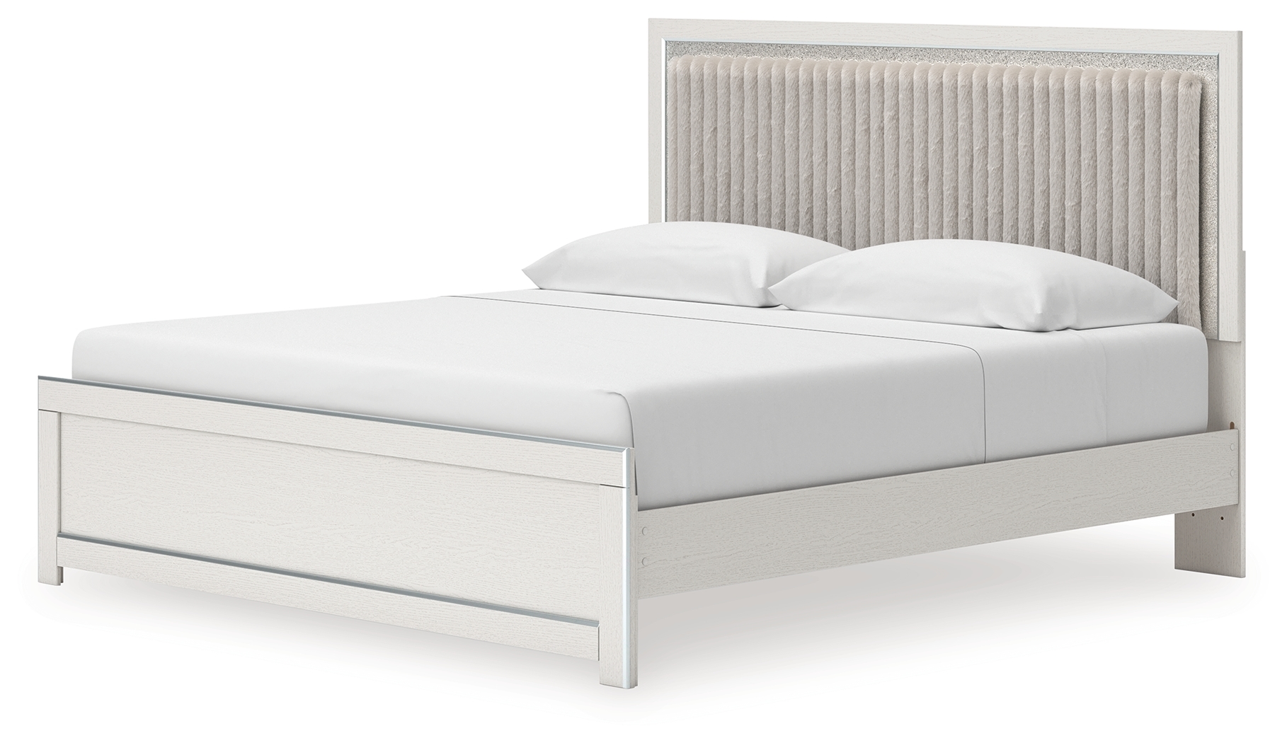 King Upholstered Panel Platform Bed