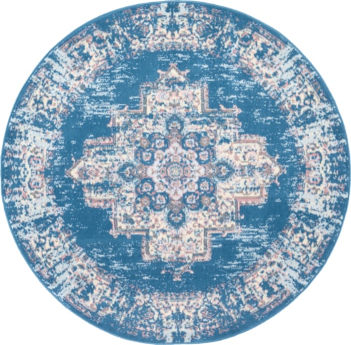 5'3"  Blue Round Rug