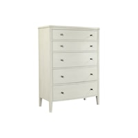 Transitional Tall 5-Drawer Bedroom Chest with Cedar Lined Bottom Drawer