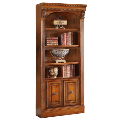 Traditional Open Top Bookcase with Can Lighting