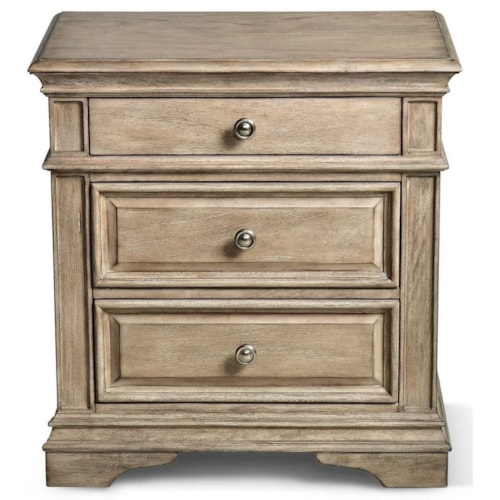 Farmhouse 3-Drawer Nightstand with USB Ports