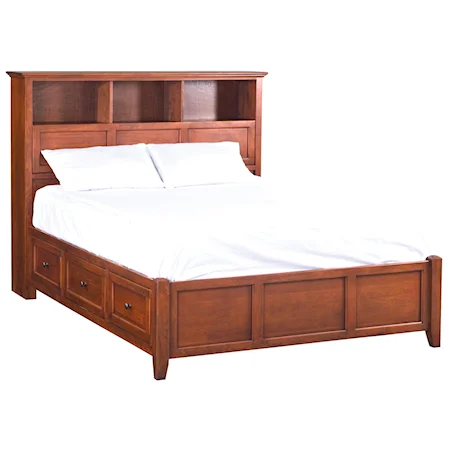 Transitional Queen Bookcase Storage Bed