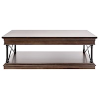 Transitional Metal and Wood Rectangular Cocktail Table