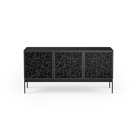 Contemporary 3-Door Storage Console with Ricochet Pattern