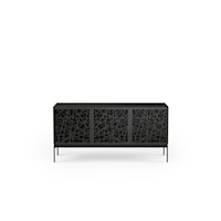 Contemporary 3-Door Storage Console with Ricochet Pattern