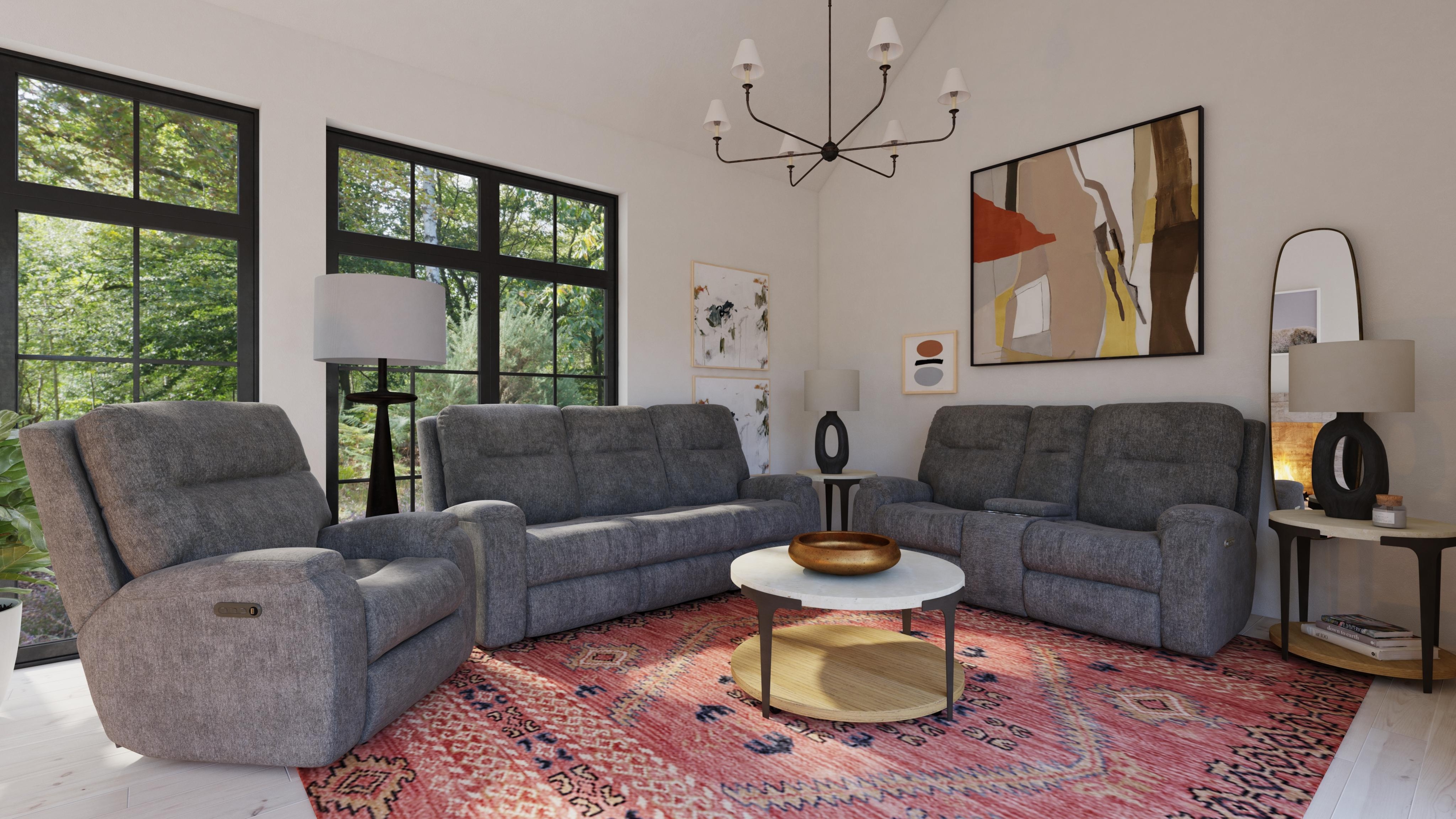 Flexsteel Penn Power Reclining Console Loveseat