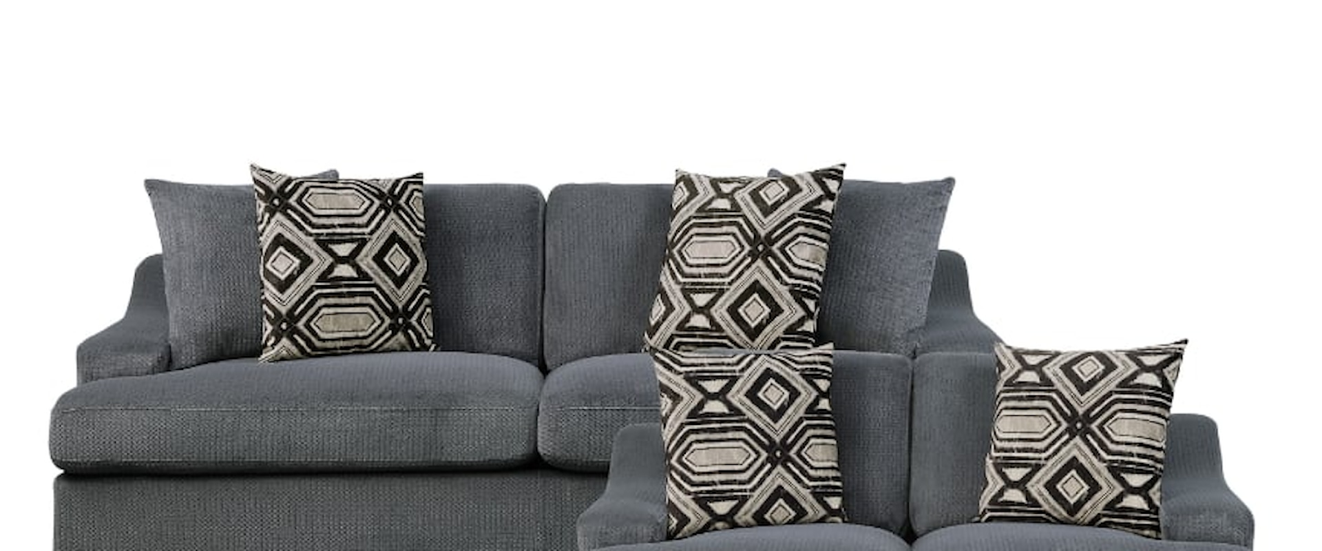 Contemporary 2-Piece Living Room Set with Throw Pillows