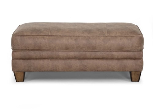 Transitional Rectangular Chair Ottoman with Tapered Legs
