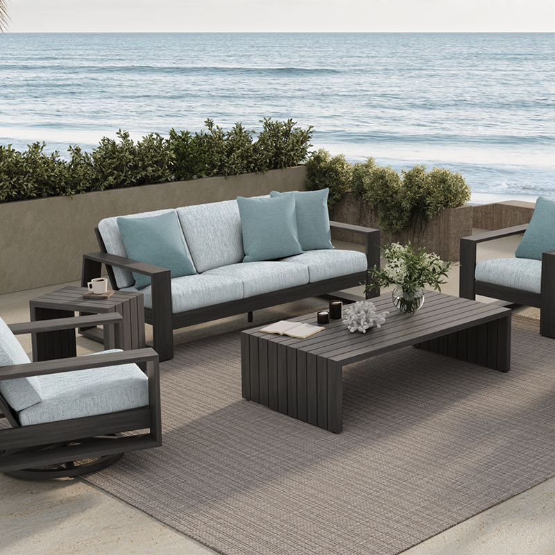 Modern Open-Frame Cushioned Sofa