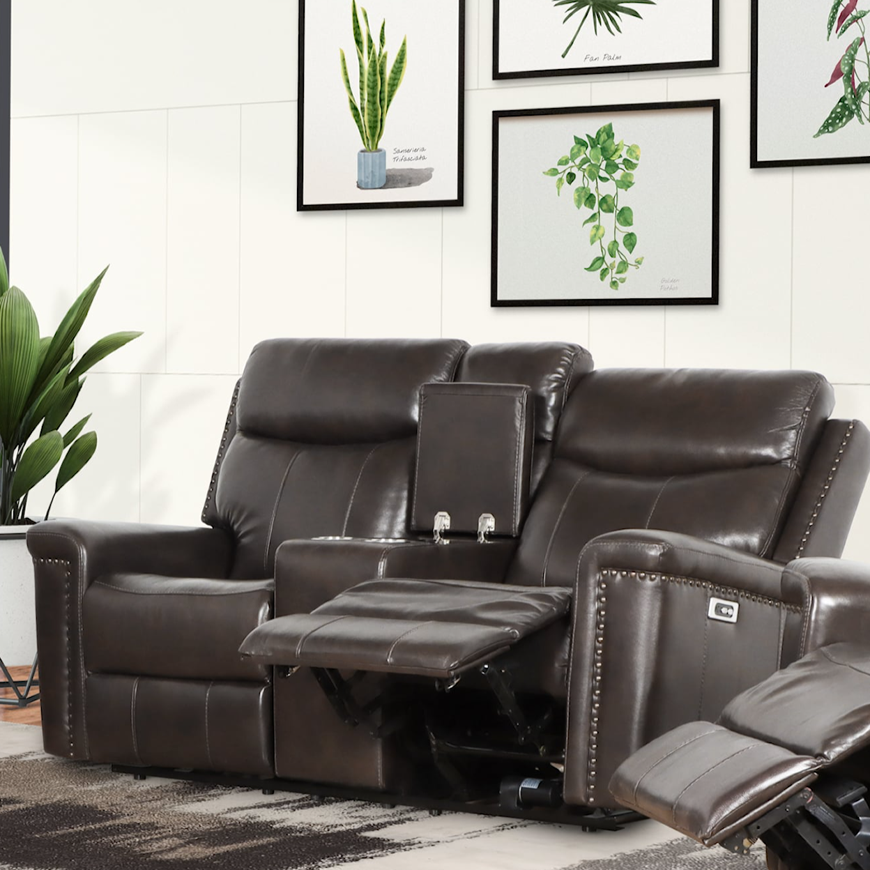 New Classic Quade Dual Reclining Leather Loveseat