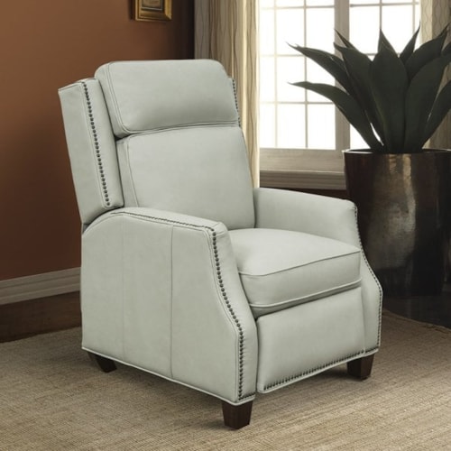 Transitional Push Back Recliner with Nail Head Trim