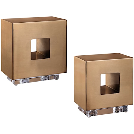 Rooney Brass Cubes, Set of 2