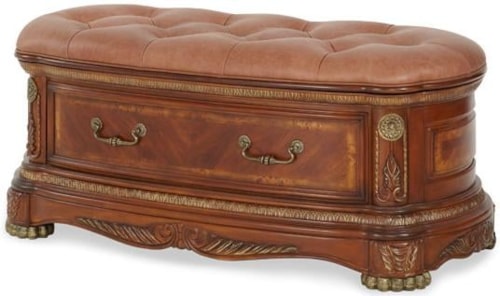 Traditional Upholstered Bench with Hidden Storage