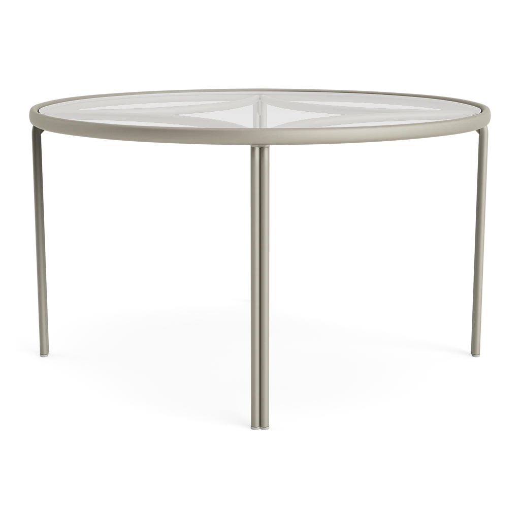48" Rd. Glass-Top Aluminum Dining Table