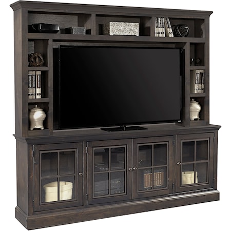 Transitional 84" TV Console and Hutch with 4 Doors