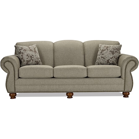 Traditional Sofa with Nailheads and Bun Feet