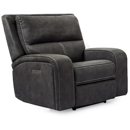 Contemporary Power Recliner with Power Headrest and USB Port