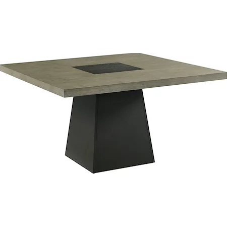 Contemporary Square Dining Table with Single Pedestal Base