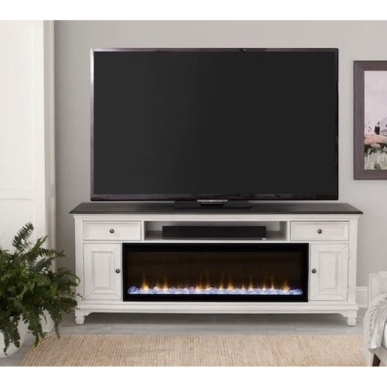 Liberty Furniture Fireplace TV Consoles 80" Console with Built In Firebox
