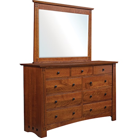 Customizable Solid Wood Dresser and Mirror Set