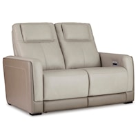 Two-Tone Leather Match Power Reclining Loveseat
