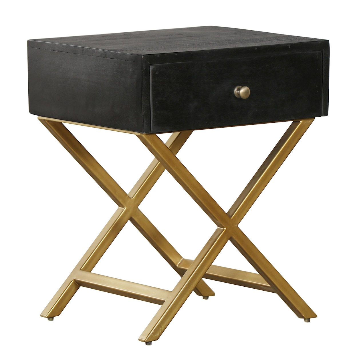 Accentrics Home Accents Black & Brass Side Table with Drawer