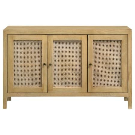 3-door Wood Accent Cabinet w/ Woven Cane