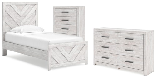 Twin Panel Bed, Dresser And Chest