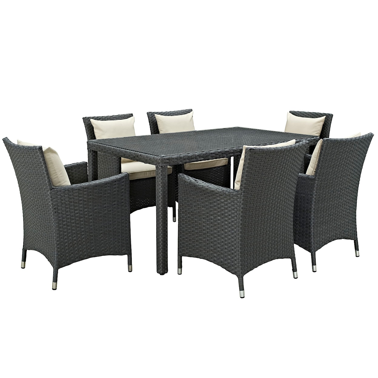 Modway Sojourn Outdoor 7 Piece Dining Set