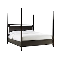 Transitional King Poster Bed with Headboard USB Ports