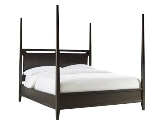 Transitional Queen Poster Bed with Headboard USB Ports