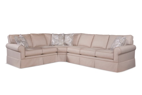 Transitional 3-Piece Sectional Sofa with Rolled Arms