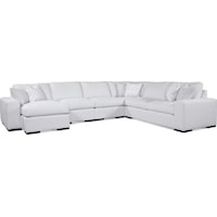 Transitional 5-Piece Chaise Sectional Sofa with Throw Pillows