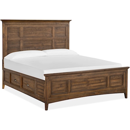 Traditional California King Panel Bed with Storage Rails