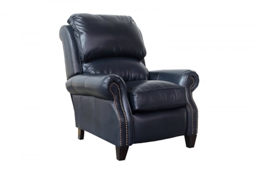 Transitional Push Back Recliner with Nail Head Trim