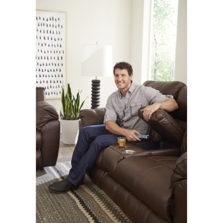 Power Lay Flat Reclining Console Loveseat