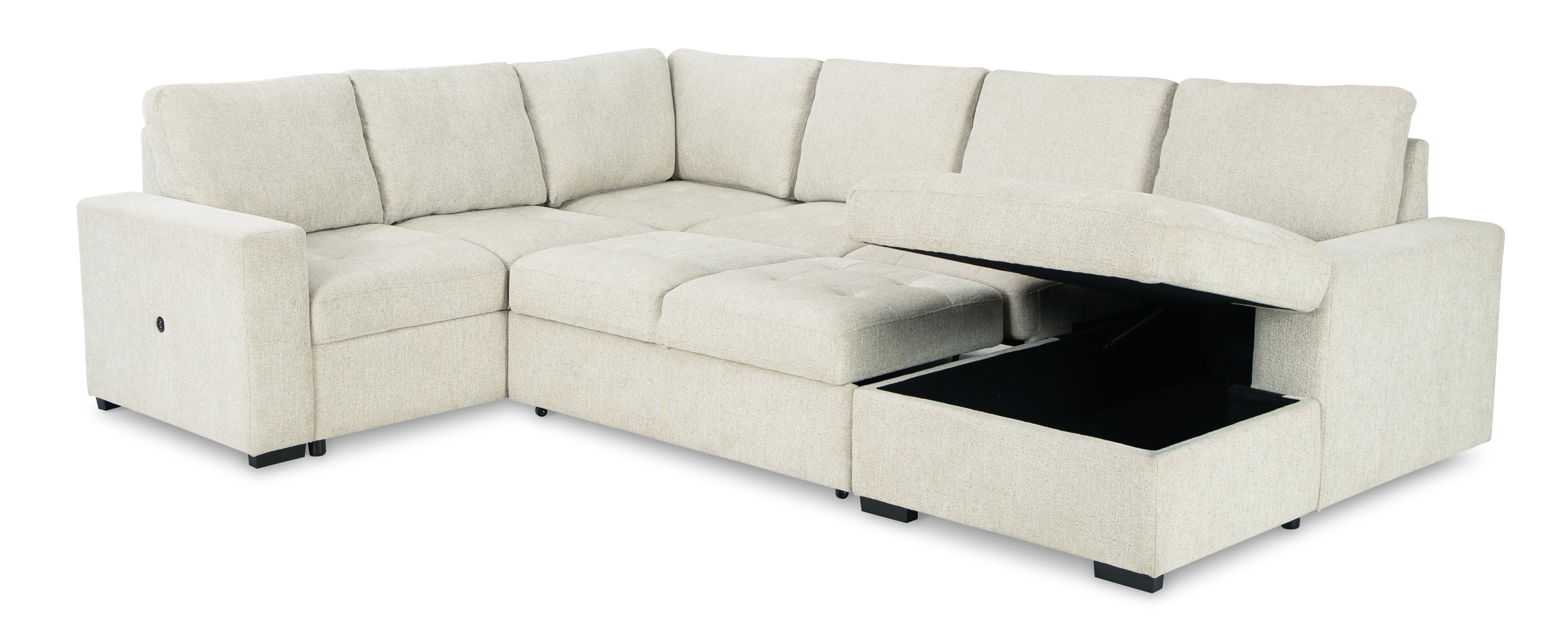 Caruso 3 piece fabric deals sectional sleeper