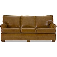 Transitional 3-Seat Leather Sofa with Tapered Legs