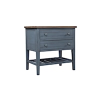 Farmhouse 2-Drawer Nightstand with Felt-Lined Drawer and USB Ports