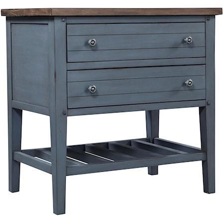 Farmhouse 2-Drawer Nightstand with Felt-Lined Drawer and USB Ports